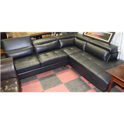 NEW BLACK LEATHERETTE LIFT BACK SECTIONAL