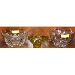 2 ESTATE BOWLS (ONE CRYSTAL) SOLD WITH GREEN GLASS