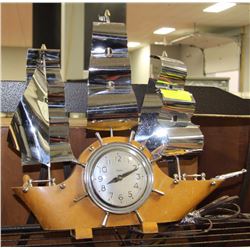 WORKING VINTAGE SHIP CLOCK WOOD AND METAL