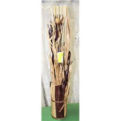 DECORATIVE RAFIA VASE AND CONTENTS