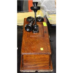 ANTIQUE WALL WOODEN PHONE COMPLETE