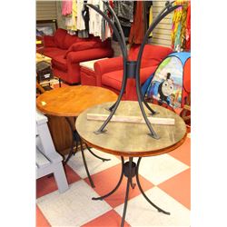 THREE WOOD TOP METAL BASE TABLES(SCRATCHES)