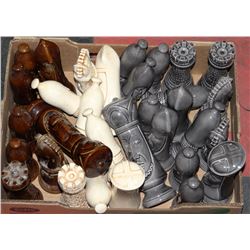 BOX OF POTTERY CHESS GAME PIECES 7" HIGH EACH PC