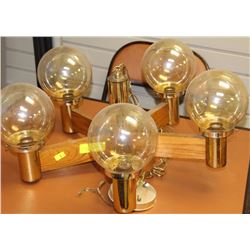 LARGE WOOD 5 LIGHT RESTAURANT STYLE CHANDELIER