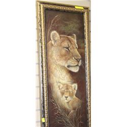 16"X 40 " LION AND CUB PICTURE