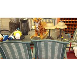 GREEN PATIO TABLE W/ 6 CHAIRS