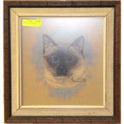 FRAMED SIGNED CAT PRINT - 17" X 19"H