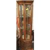 Image 1 : WOOD CURIO W/ 2 GLASS SHELVES, TOP LIGHT & BOTTOM