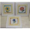 Image 1 : SET OF THREE FRAMED WARM COLOURED FLORAL PICTURES