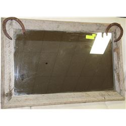 VINTAGE BARNWOOD MIRROR WITH HORSESHOES