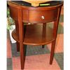 Image 1 : SOLID WOOD SIDE TABLE W/DRAWER & GLASS-TOP