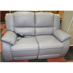 NEW LIGHT GREY ELECTRIC RECLINING LEATHERETTE
