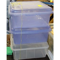 3 PLASTIC CONTAINERS (2 RUBBERMAID,1 STERILITE)
