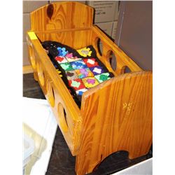 WOODEN OAK DOLL CRIB