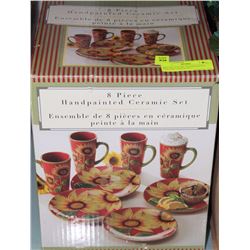 BRAND NEW 8PC HANDPAINTED CERAMIC SNACK