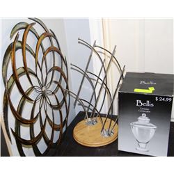 WOOD & METAL COFFEE MUG TREE WITH BELLIS CANISTER