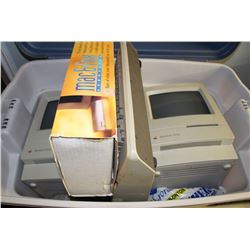 LARGE BIN W/ VINTAGE APPLE COMPUTERS &