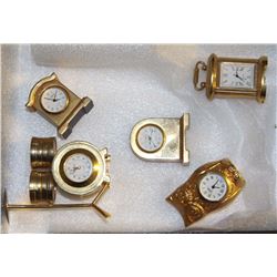 COLLECTION OF 5 BRASS MINI CLOCKS QUARTZ