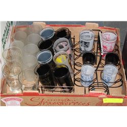 FLAT OF COLLECTIBLE GLASSES YELLOW KNIFE AND 3