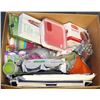 Image 1 : BOX OF NEW HOUSEWARES INCL.TUPPERWARE,LINENS,