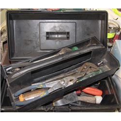 BLACK TOOL BOX FULL OF TOOLS