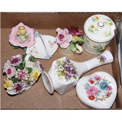 BOX OF CHINA WITH FLOWERS/VASES INCL HAMMERSLEY
