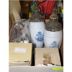 SET OF 2 FROSTED GLASS CHANDELIER LIGHT FIXTURES