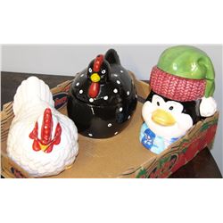3 CERAMIC COOKIE JARS