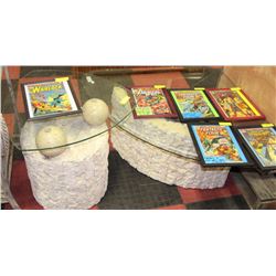 ORNATE TRILLIUM SHAPE STONE AND GLASS COFFEE &