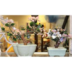 2 GLASS FLOWER ORNAMENTAL TREES