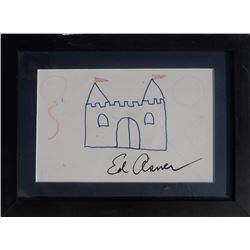 Ed Asner, Castle with Balloons Doodle, Marker and Color Pencil Drawing