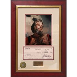 Charlton Heston: The Ten Commandments, Autographed Personal Check and Color Photograph #