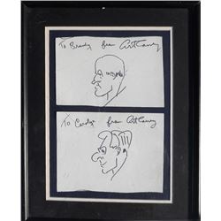 Art Carney, Profile Portraits, Two Marker Drawings
