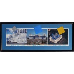 Christo, Three Wrapped Projects, Three Postcards with Fabric Collage