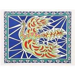 Edouard Dermit, Flying Peacock II, Lithograph #