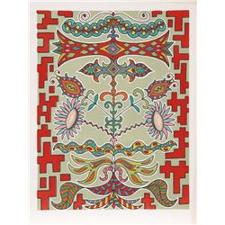 Edouard Dermit, Flowers on Pattern, Silkscreen #