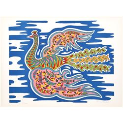 Edouard Dermit, Flying Peacock I, Silkscreen #
