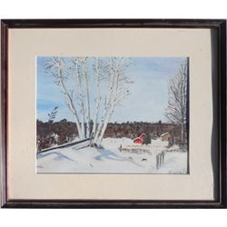 Dwight D. Eisenhower, Winter Birches, Offset Lithograph