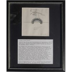 Dwight D. Eisenhower, Abstract Architectural Doodle, Pencil Drawing with Provenance Letter