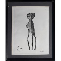 Lawrence Ferlinghetti, Woman at Gallery, Lithograph
