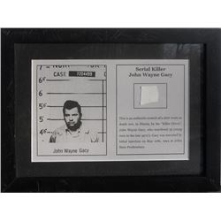 John Wayne Gacy, Piece of Shirt, Fabric Fragment affixed to Offset Lithograph