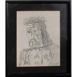 John Wayne Gacy, Jesus with Crown of Thorns, Pencil Drawing