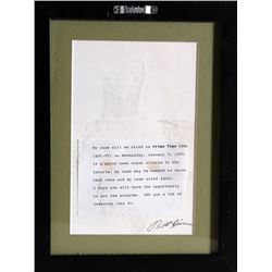 William Heirens, ABC Prime Time Note, Typed Note Collaged to Greeting Card