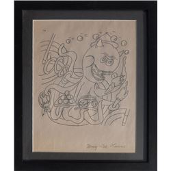 Henry Lee Lucas, Juggling Demonic Octopus, Ink Drawing