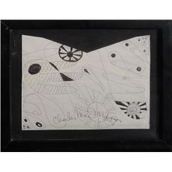 Charles Manson, Hands and Spirals, Ink Drawing