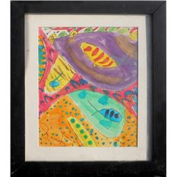 Charles Manson, Fish Design, Watercolor and Ink Drawing