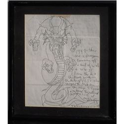 Charles Manson, Dragon WWI and WWII, Pencil Drawing