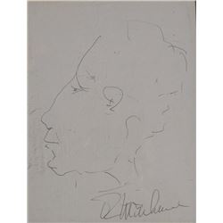 Robert Mitchum, Side Profile Doodle, Ink Drawing