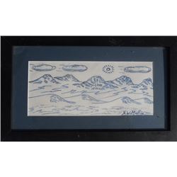Herbert William Mullin, Mountain Landscape, Pencil and Pastel Drawing