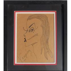 Maila Nurmi aka Vampira, Self-Portrait as Vampira, Ink Drawing
